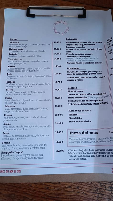 Porco Dio Menu Delivery【Menu & Prices】Lleida 